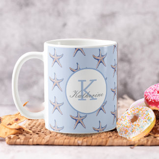 Caneca De Café Starfish Pattern Beach Marine Custom Name