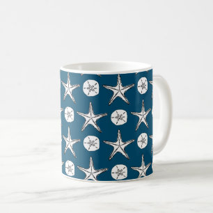 Caneca De Café Starfish Sand Dollar Sketch Patterch Café Mug
