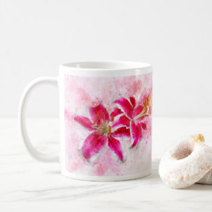 Caneca De Café Stargazer Lily Flor Watercolor - wb 03