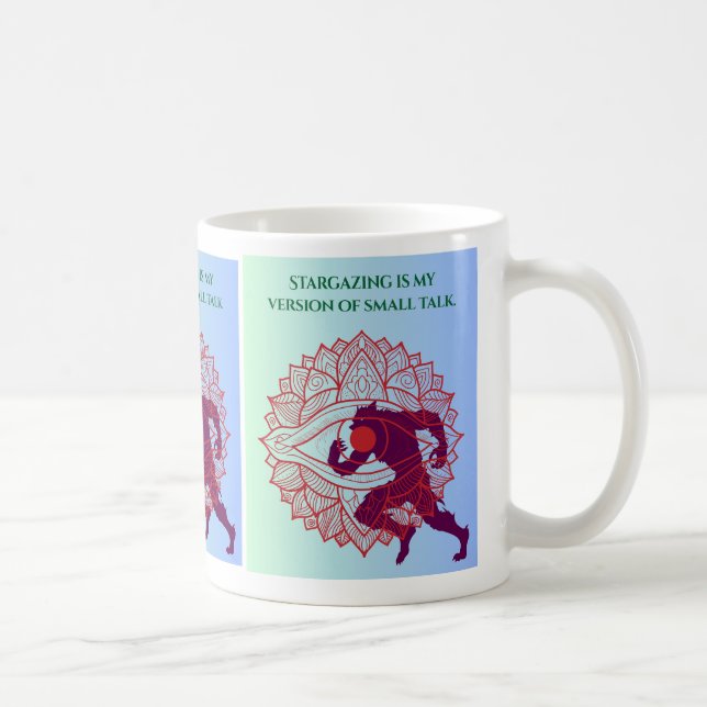 Caneca De Café "Stargazing Is My Small Talk" Mandala Werewolf Art (Direita)