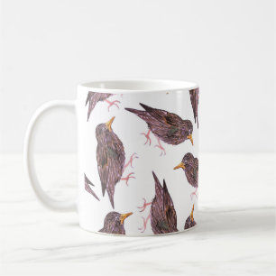 Caneca De Café Starling comum ou pássaros europeus do starling
