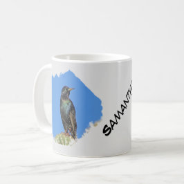 Caneca De Café Starling no Saguaro Cactus Foto no Sudoeste