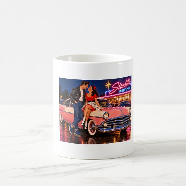 Caneca de Café Starlite Drive-In Romance Retro dos (Criador carregado)