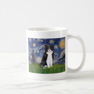 Caneca De Café Starry Night - Black and White Cat