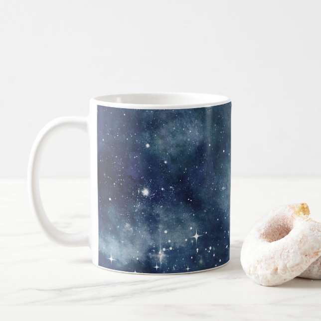 Caneca De Café Starry Night Blue Sky Stars Universo (Com Donut)