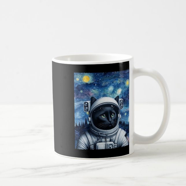 Caneca De Café Starry Night Cosmic Cat Astronauta Art (Direita)