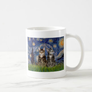 Caneca De Café Starry Night - Dois Gatos De Tigre Para Comprimido