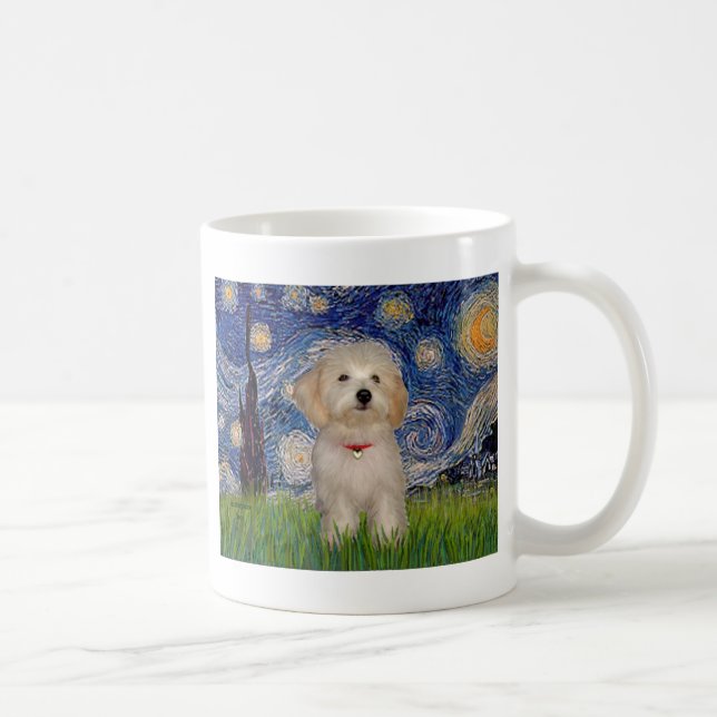 Caneca De Café Starry Night - Havanese Puppy (Direita)