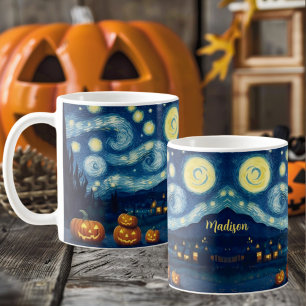 Caneca De Café Starry Night Van Gogh Halloween Nome