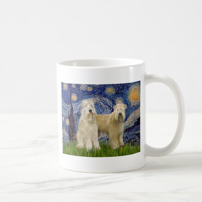 Caneca De Café Starry Night - Wheaten Terriers (dois) (Direita)