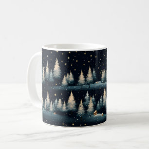 Caneca De Café Starry Winter Forest Night Mug