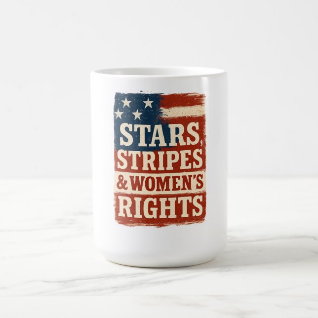 Caneca De Café Stars, Stripes & Women’s Rights Distressed Flag (Centro)