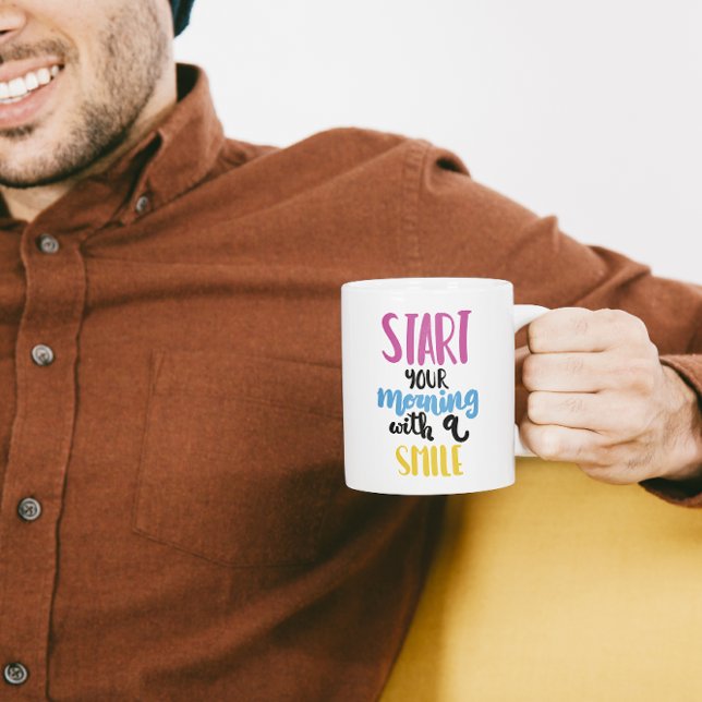 Caneca De Café Start Your Morning with a Smile – Uplifting Mug  (Criador carregado)