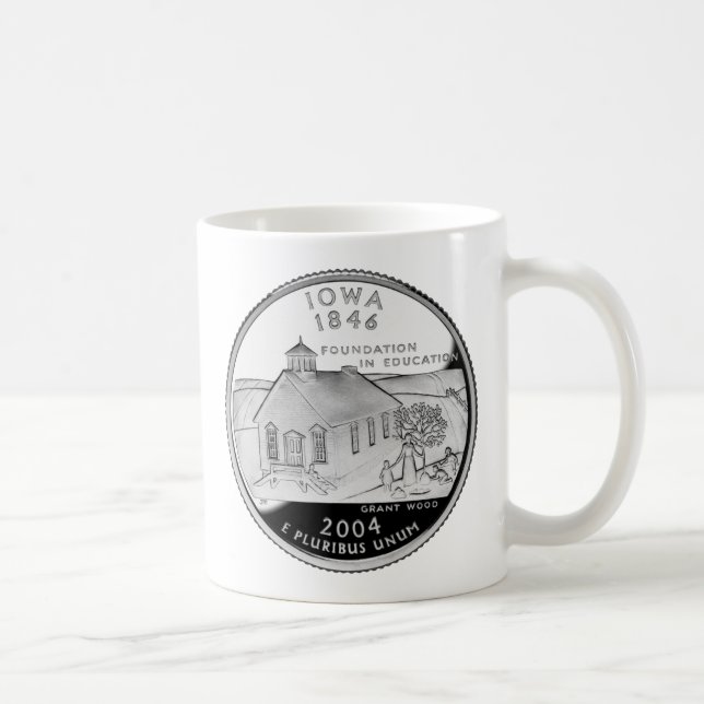 Caneca De Café State Quarter of Iowa Reverse Side Faux (Direita)