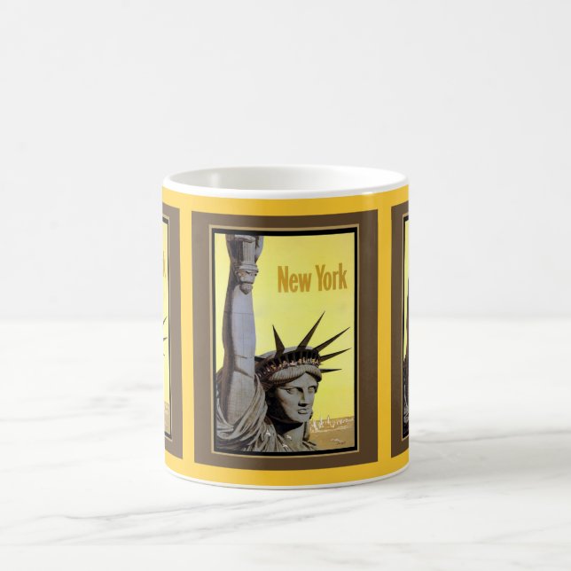 Caneca De Café statue of liberty new york travel poster (Centro)