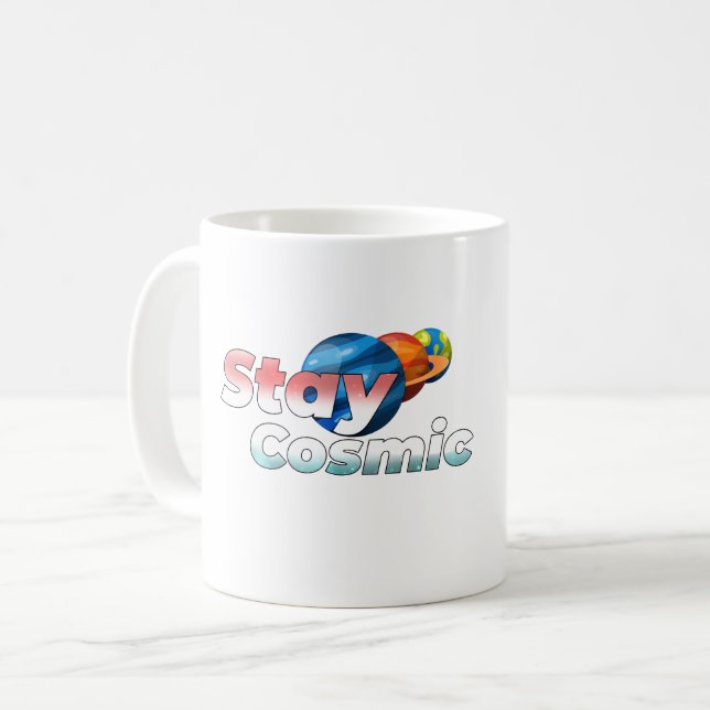 Caneca De Café Stay Cosmic Minimal Space Typography Coffee Mug (Frente Esquerda)