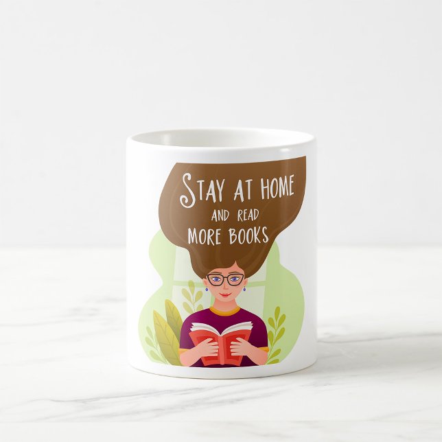 Caneca De Café Stay Home Read More Books Book Lover (Criador carregado)