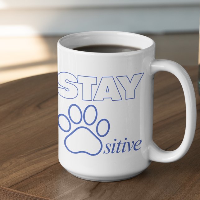 Caneca De Café Stay Pawsitive in Blue  (Criador carregado)