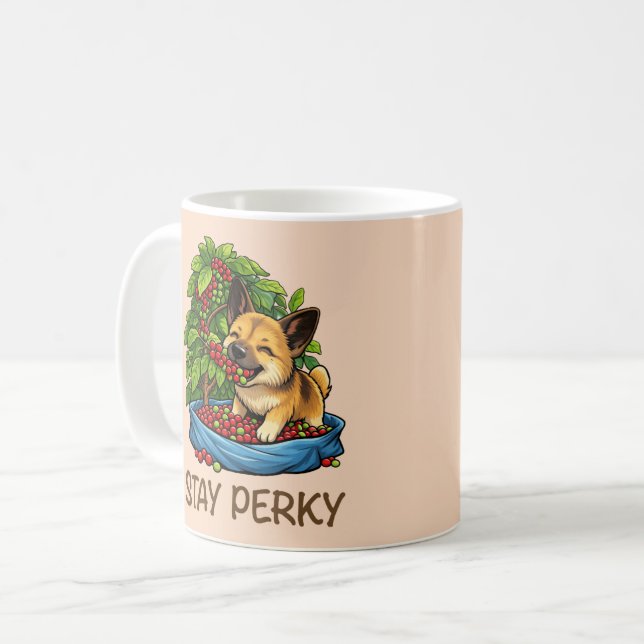 Caneca De Café Stay Perky Cute Dog Ceramic Coffee Mug (Frente Esquerda)