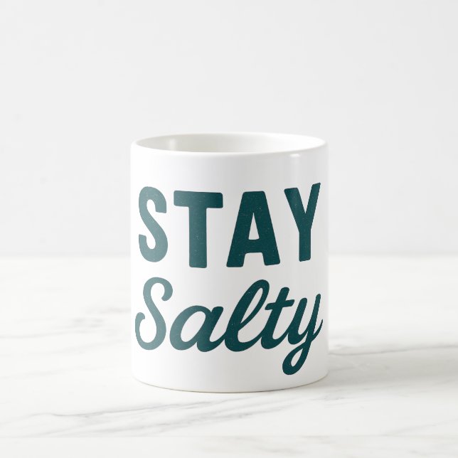 Caneca De Café Stay Salty Teal Coastal Life Ocean Graphic Print (Centro)