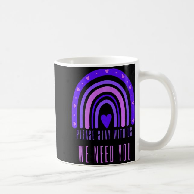 Caneca De Café Stay With Us Rainbow 988 Suicide Prevention  (Direita)