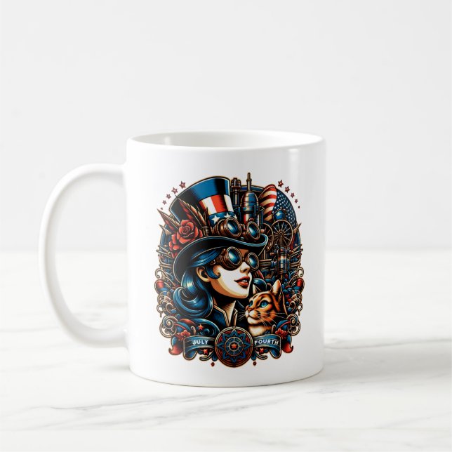 Caneca De Café Steampunk 4 de julho (Esquerda)