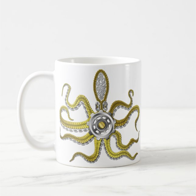 Caneca De Café Steampunk alinha o polvo Kraken (Esquerda)