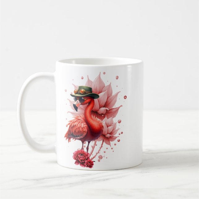 Caneca De Café Steampunk Flamingo - Trabalho de arte Digital Fant (Esquerda)