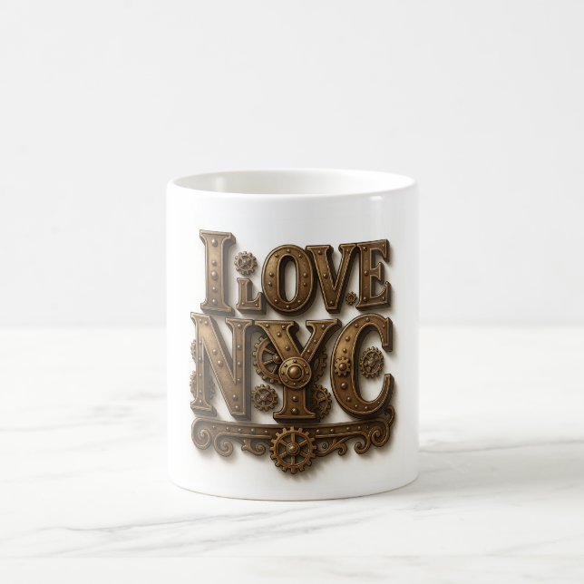 Caneca De Café Steampunk "I Love NYC" – Vintage. (Centro)