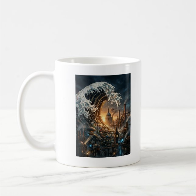 Caneca De Café Steampunk London "Great Pollution Wave" Mug (Esquerda)