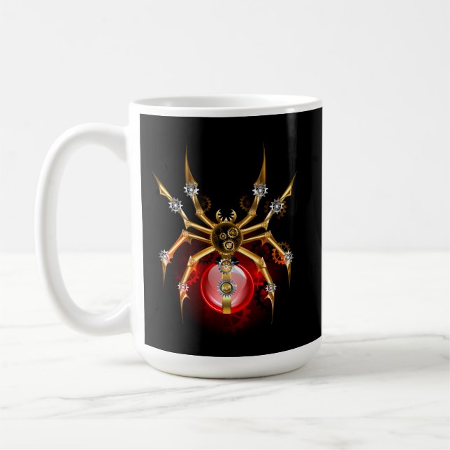 Caneca De Café Steampunk spider on black (Esquerda)