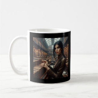 Caneca De Café Steampunk Vintage Victorian Lady Librarian