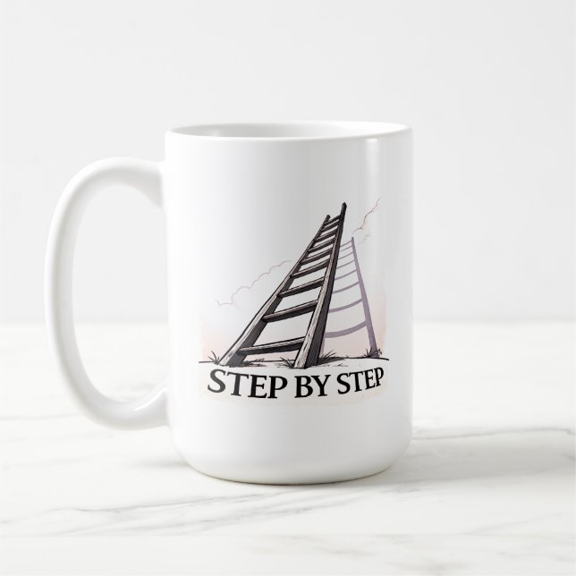 Caneca De Café Step by Step – Minimal Motivational Quote  (Esquerda)