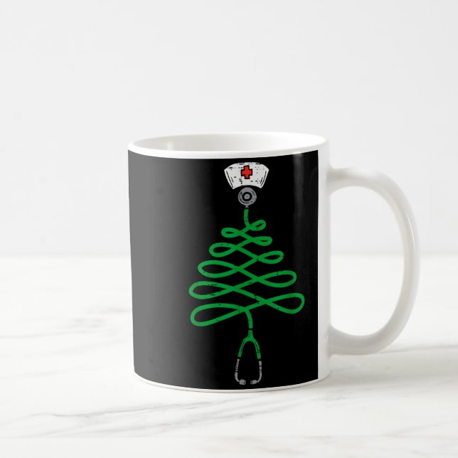Caneca De Café Stethoscope Christmas Tree Nurse Christmas Scrub T (Direita)