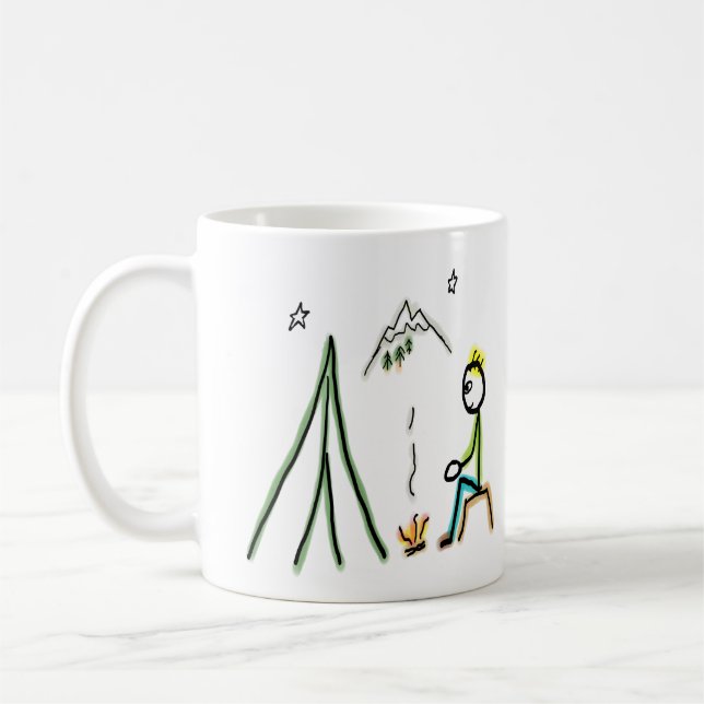 Caneca De Café Stickman de Acampamento (Esquerda)