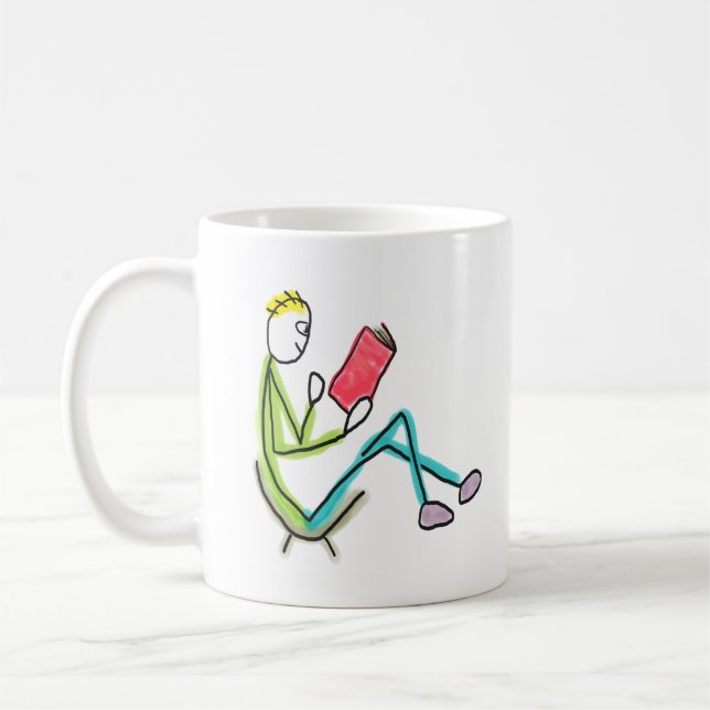 Caneca De Café Stickman Leitor (Esquerda)