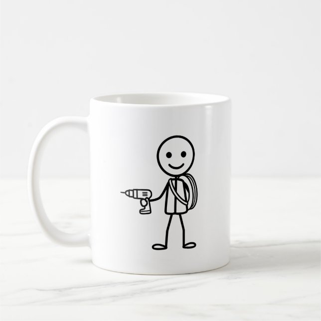 Caneca De Café Stickmen At Work - O Eletricista (Esquerda)