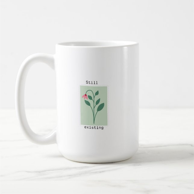 Caneca De Café Still Existing Minimalist Flower Stamp Design (Esquerda)