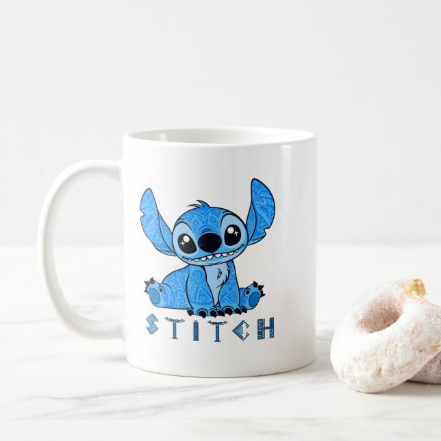 Caneca De Café Stitch Polinésio  (Com Donut)