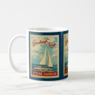 Caneca De Café Stone Harbor Sailboat Viagens vintage New Jersey