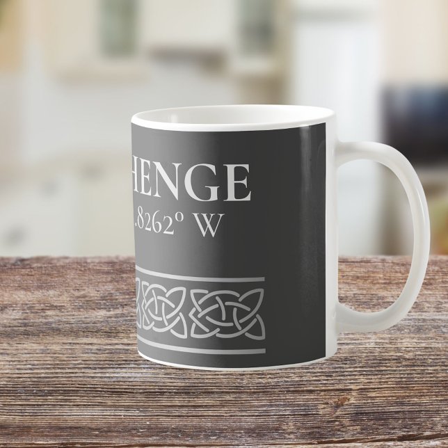 Caneca De Café Stonehenge Latitude Longitude Dark (Criador carregado)
