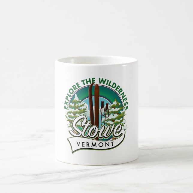 Caneca De Café Stowe Vermont, Explore o pôster de esqui Wildernes (Centro)