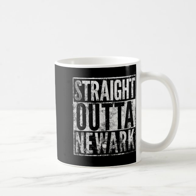 Caneca De Café Straight Outta Newark New Jersey Distressed Effect (Direita)