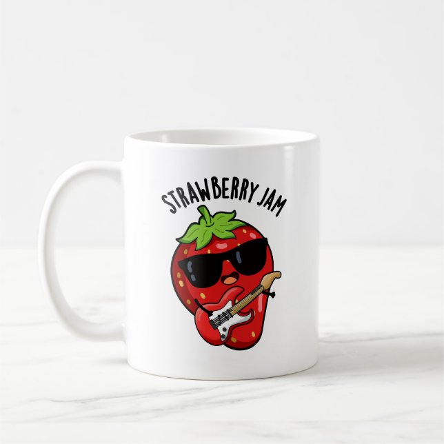 Caneca De Café Strawberry Jam Funny Fruta Pun (Esquerda)