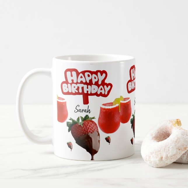 Caneca De Café Strawberry Mug Happy Birthday Mug (Com Donut)