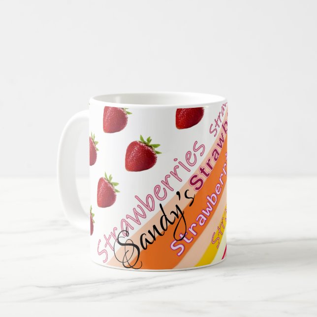 Caneca De Café Strawberry Stripe Mug (Frente Esquerda)