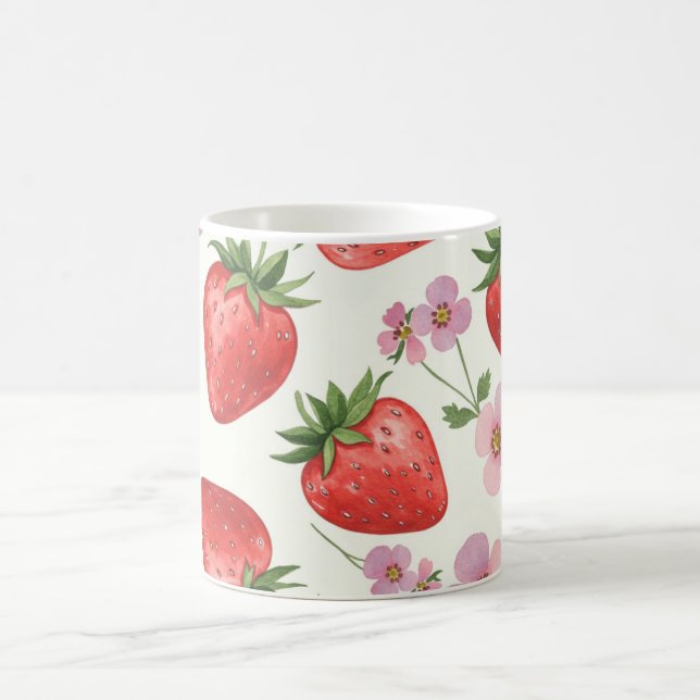 Caneca De Café Strawberry Watercolor Mug (Centro)