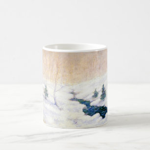 Caneca De Café Stream em uma paisagem de inverno de neve (Arte de