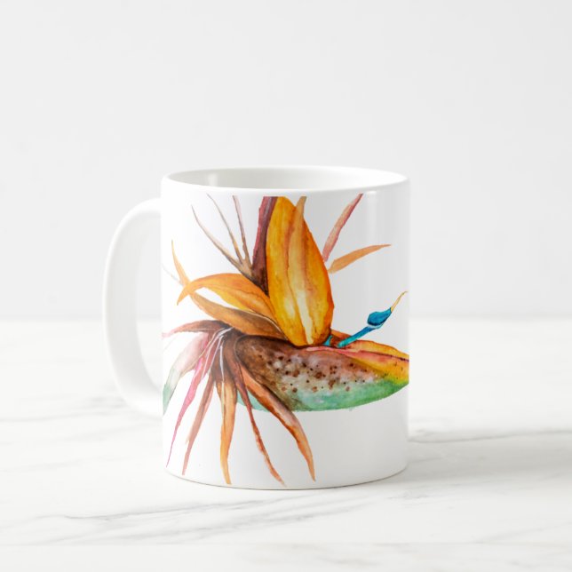 Caneca De Café Strelitzia watercolor (Frente Esquerda)