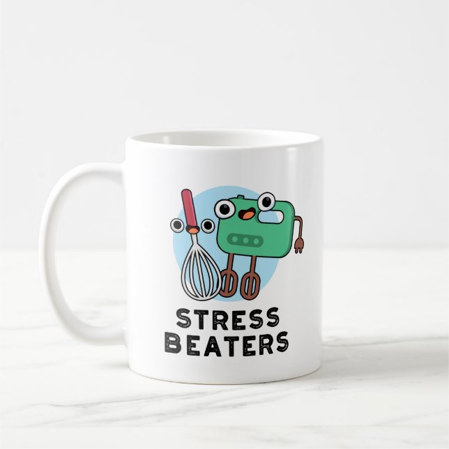 Caneca De Café Stress Beaterra Engraçado Baking Whisk Pun (Esquerda)